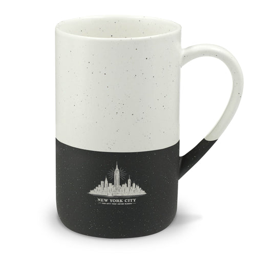 New York City Skyline Engraved Speckled Mug, 13oz Laser Engraved Coffee Mug, Rustic Coffee Lover Gift