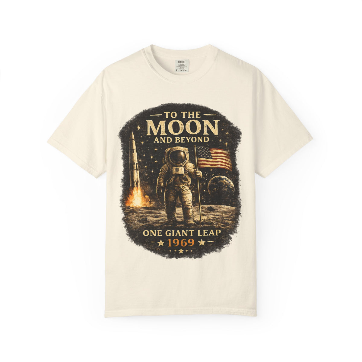 To The Moon and Beyond astronaut graphic T-shirt | One Giant Leap 1969