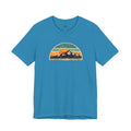 Retro Mountain Sunset Tee | Vintage Striped Mountain Graphic