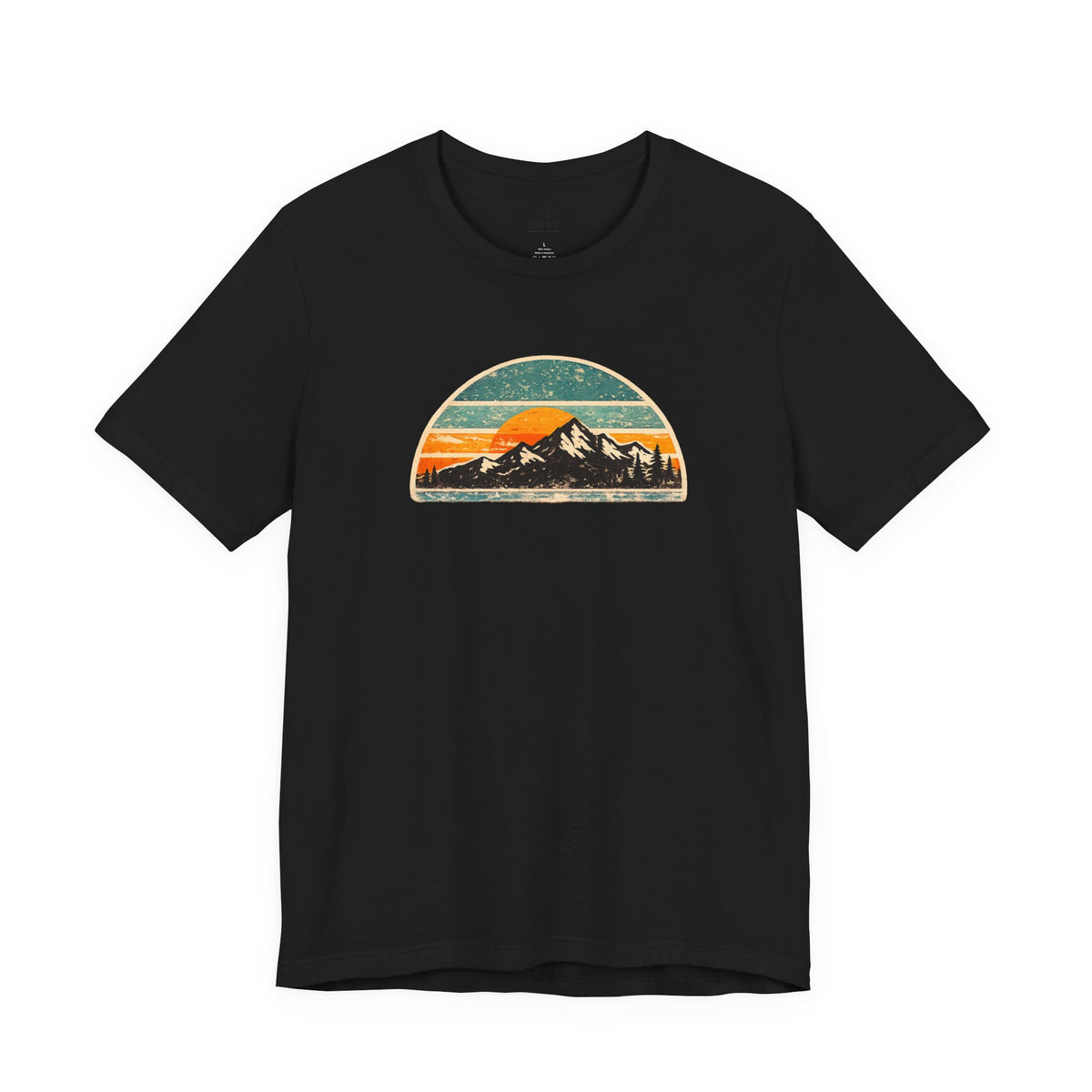 Retro Mountain Sunset Tee | Vintage Striped Mountain Graphic