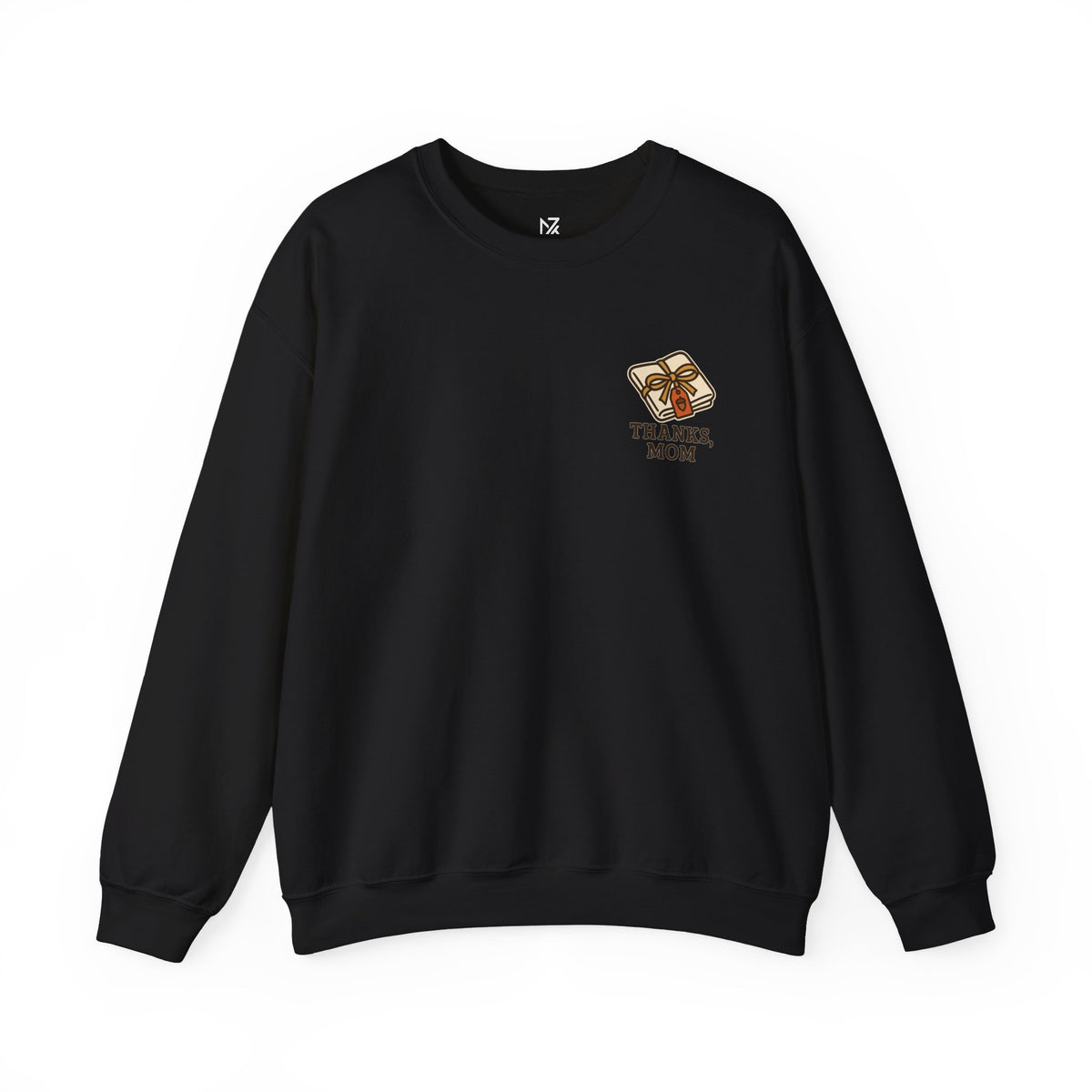Thanks Mom Thanksgiving Sweatshirt | Friendsgiving Gift, Small Left-Chest Emblem