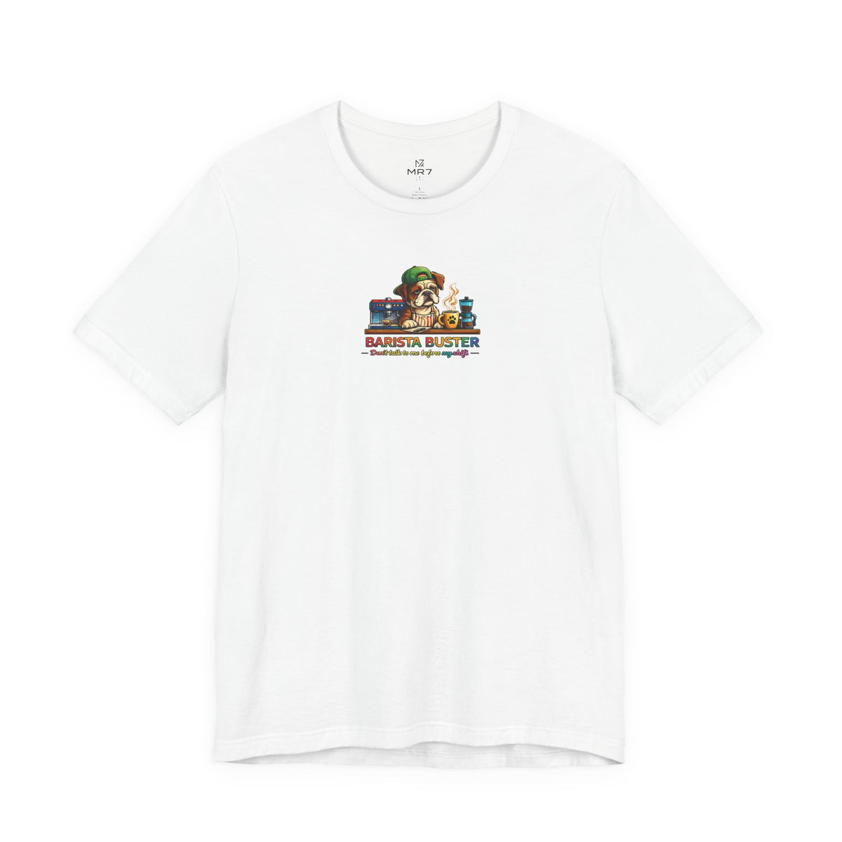 Barista Buster Coffee Monster T-Shirt | Cute Coffee Shop Illustration
