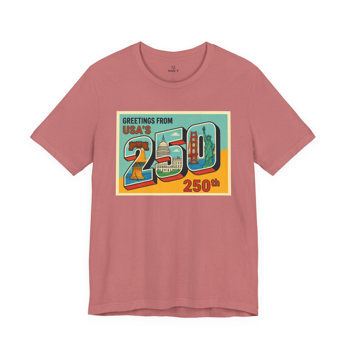 Greetings From USA 250th Vintage Postcard T-Shirt | 250th Anniversary Tee