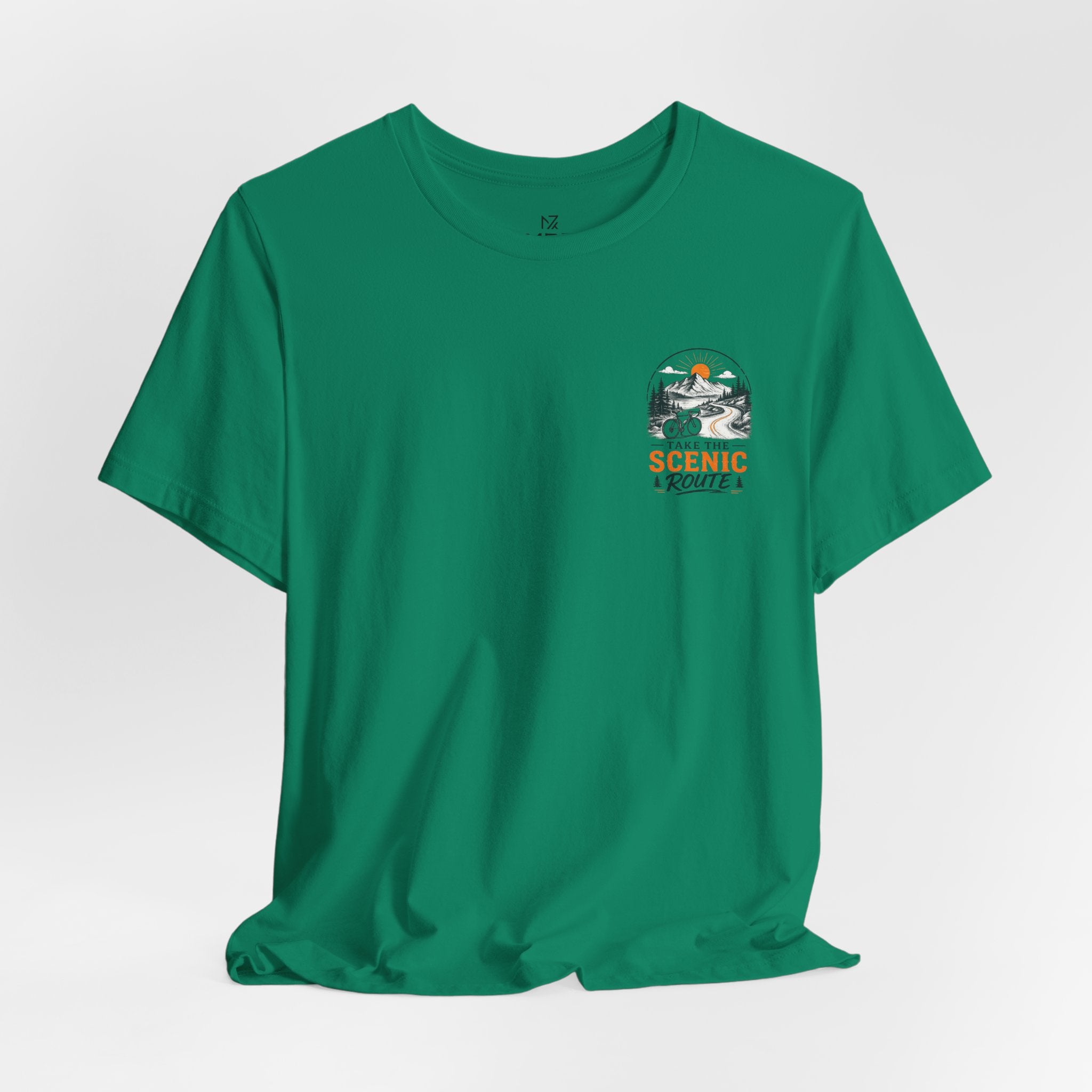 Scenic Route Graphic Tee — Vintage Road Trip Pocket Design