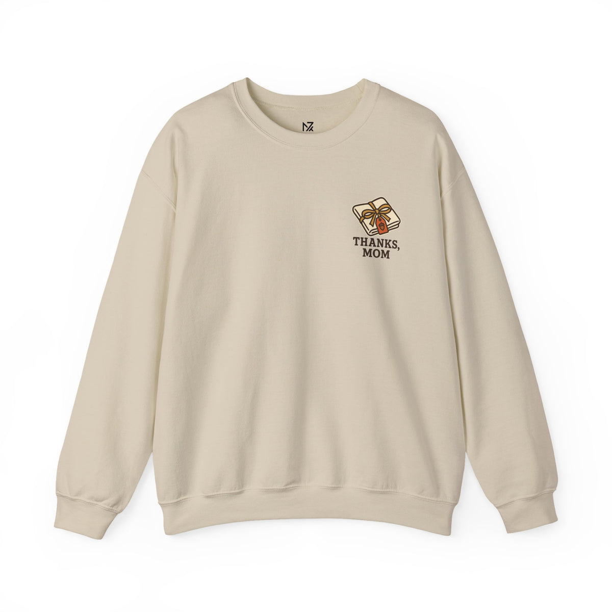 Thanks Mom Thanksgiving Sweatshirt | Friendsgiving Gift, Small Left-Chest Emblem