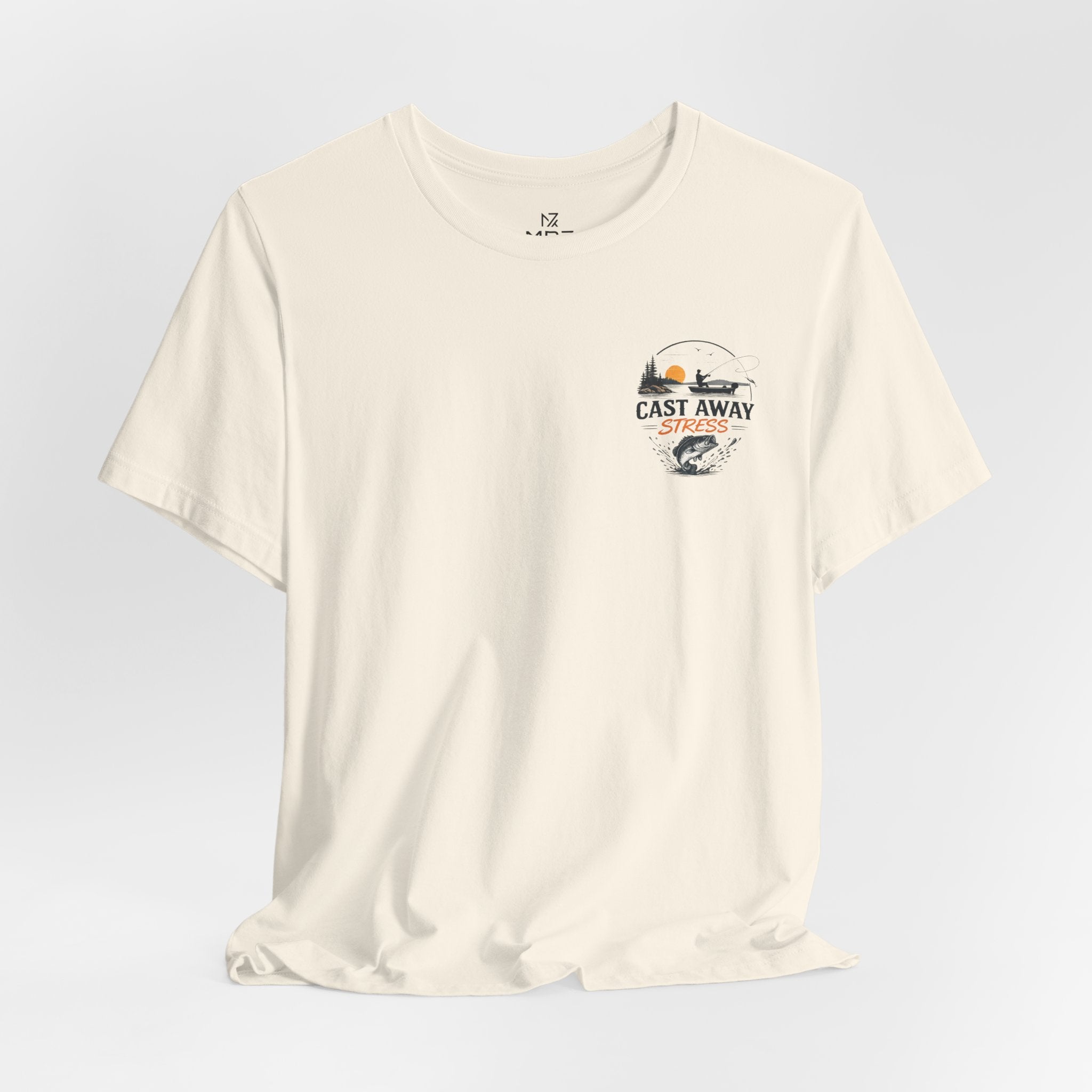 Fishing T-Shirt - "Cast Away" Graphic Tee with Sunset & Bass