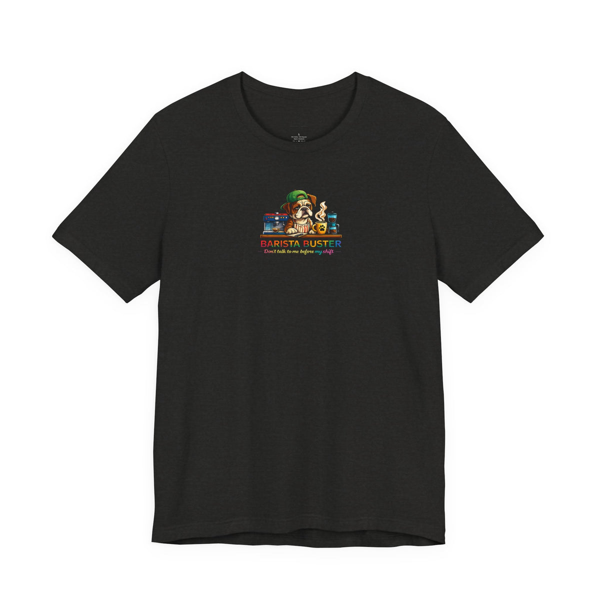 Barista Buster Coffee Monster T-Shirt | Cute Coffee Shop Illustration