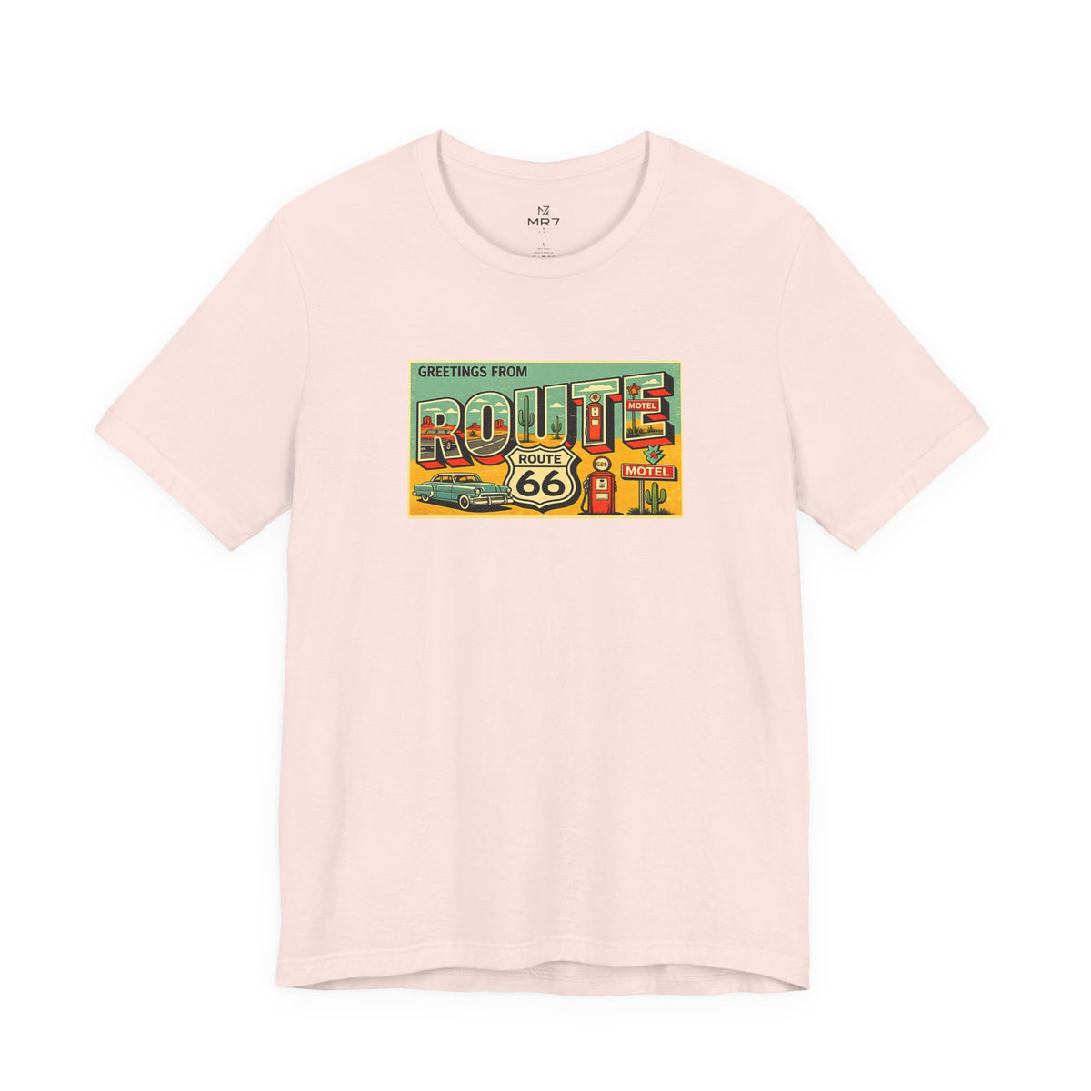 Route 66 Postcard design T-Shirt | Vintage Road Trip tee