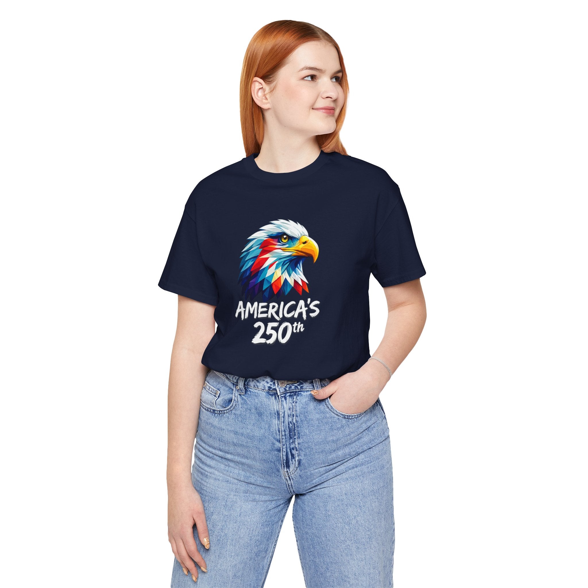 Colorful Geometric Eagle America's 250th T-Shirt | Patriotic Anniversary Tee