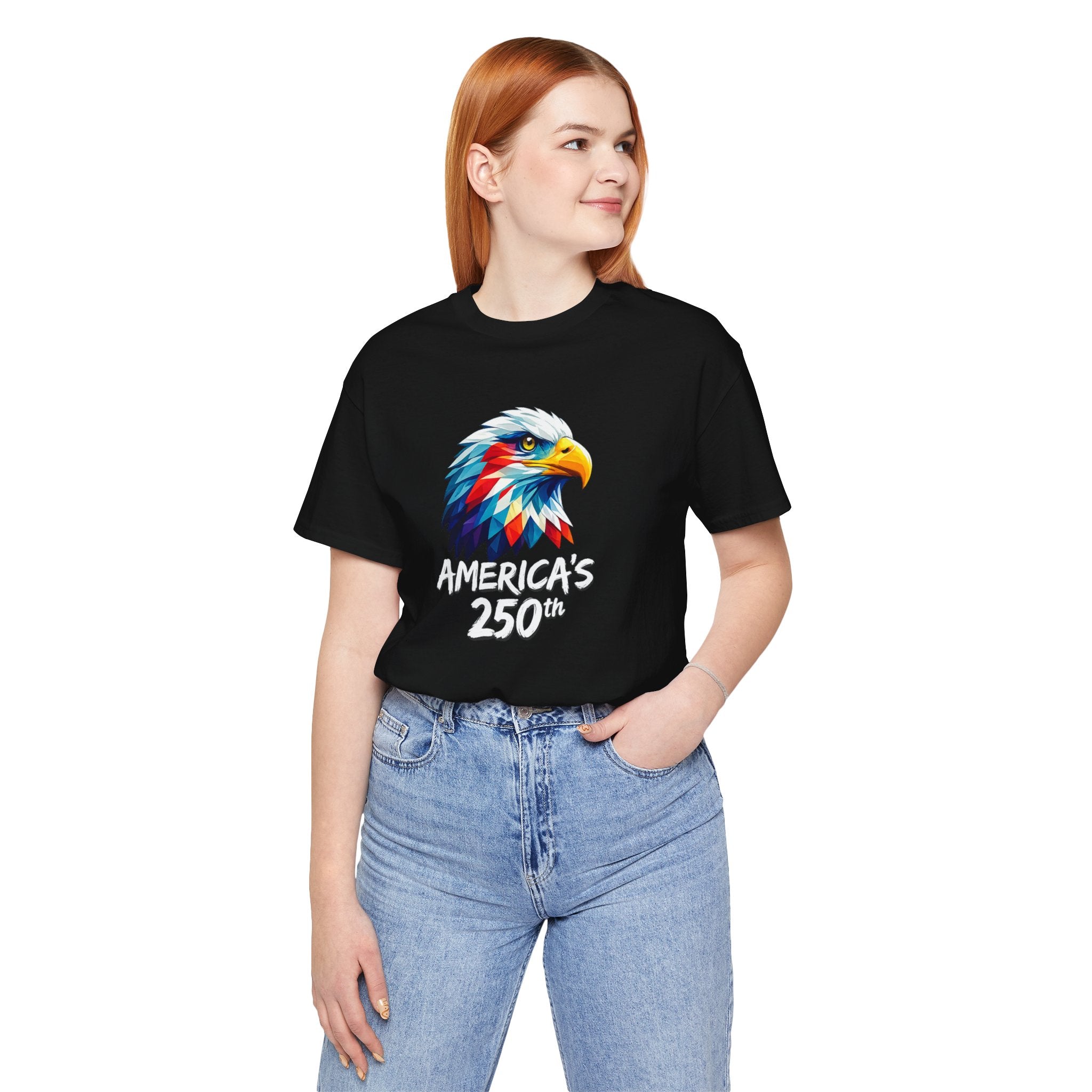 Colorful Geometric Eagle America's 250th T-Shirt | Patriotic Anniversary Tee