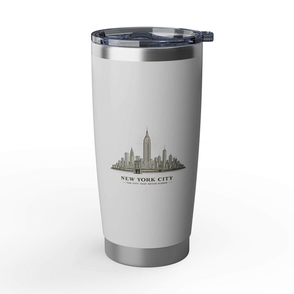 New York City Skyline Stainless Steel Tumbler 20oz, Insulated Travel Mug, Outdoor Coffee Gift
