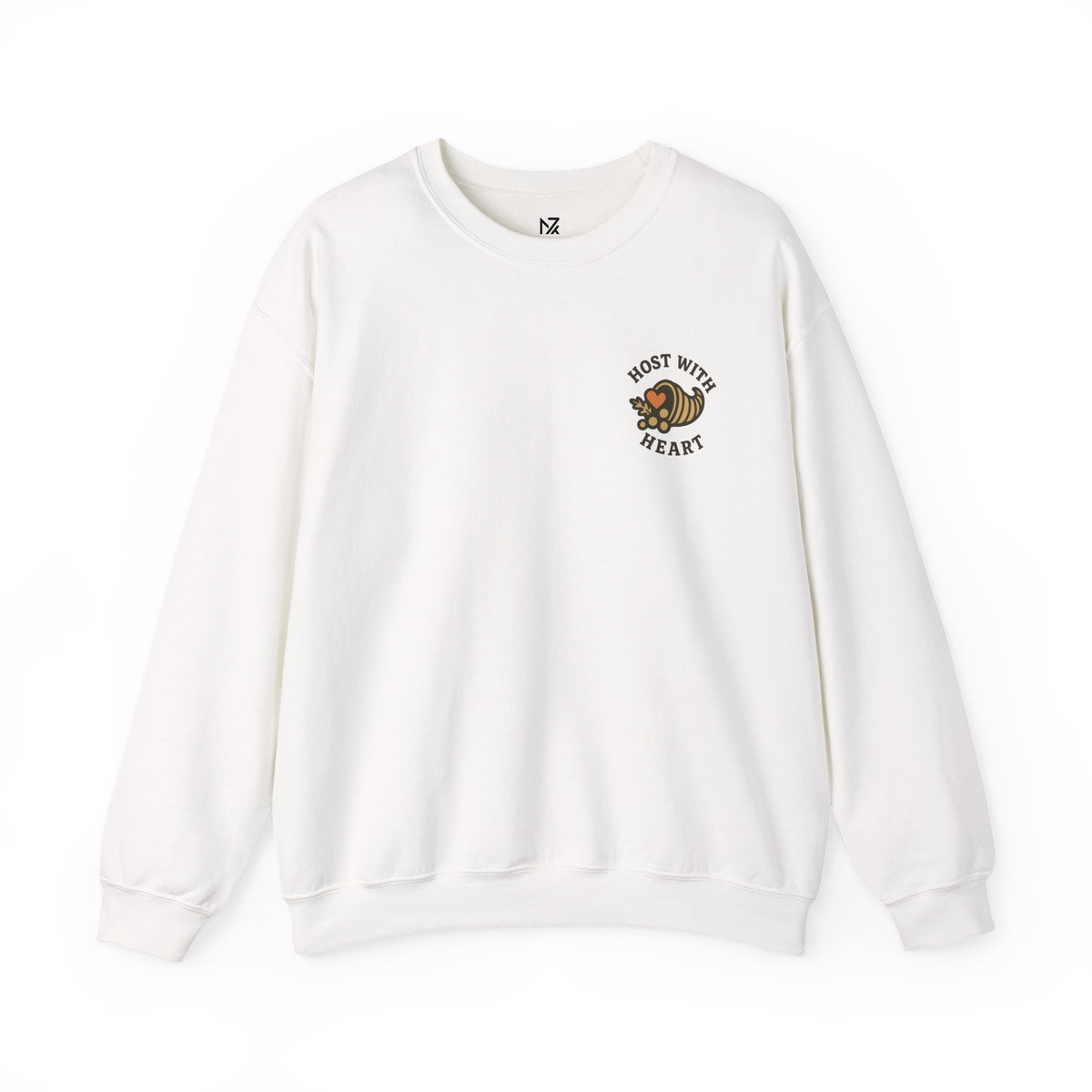 Thanksgiving Host Gift Sweatshirt | Vintage Cornucopia Badge, Small Left-Chest Print