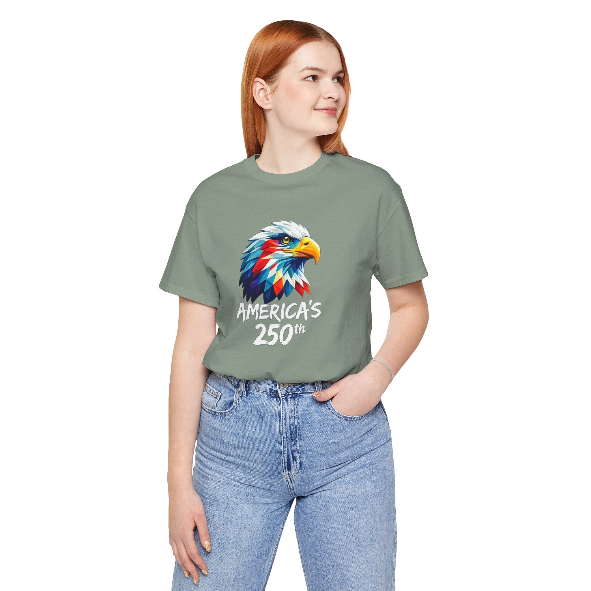 Colorful Geometric Eagle America's 250th T-Shirt | Patriotic Anniversary Tee