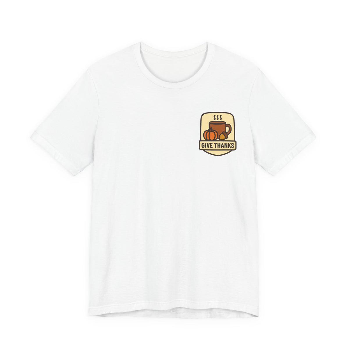 Thanksgiving Tee | Small Chest Print, Give Thanks Badge