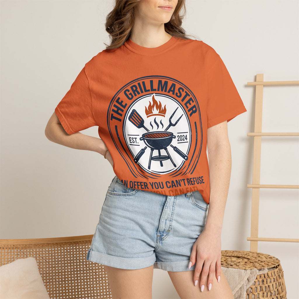 The Grillmaster T-shirt | BBQ Grill Logo, "An Offer You Can't Refuse (But You Can Eat)"
