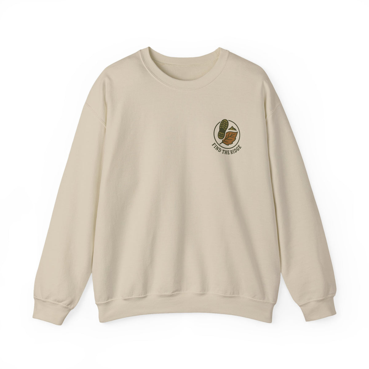 Hiking Sweatshirt | Small Chest Boot Print, Fall Foliage