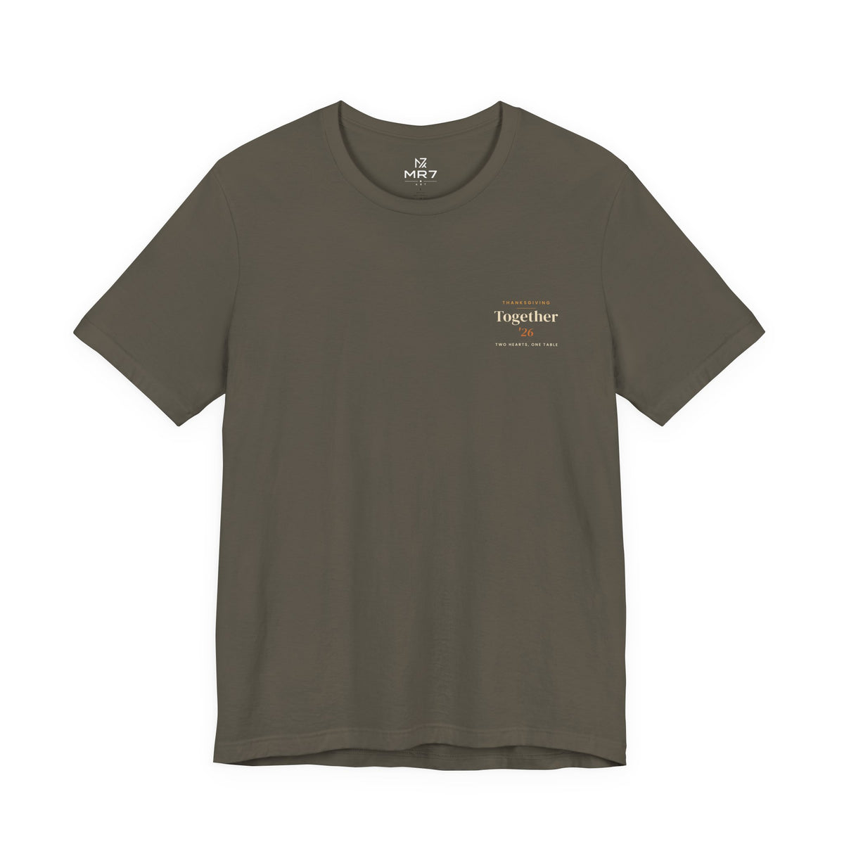 Couples Thanksgiving Tee | Minimal Left-Chest Print, Vintage Badge