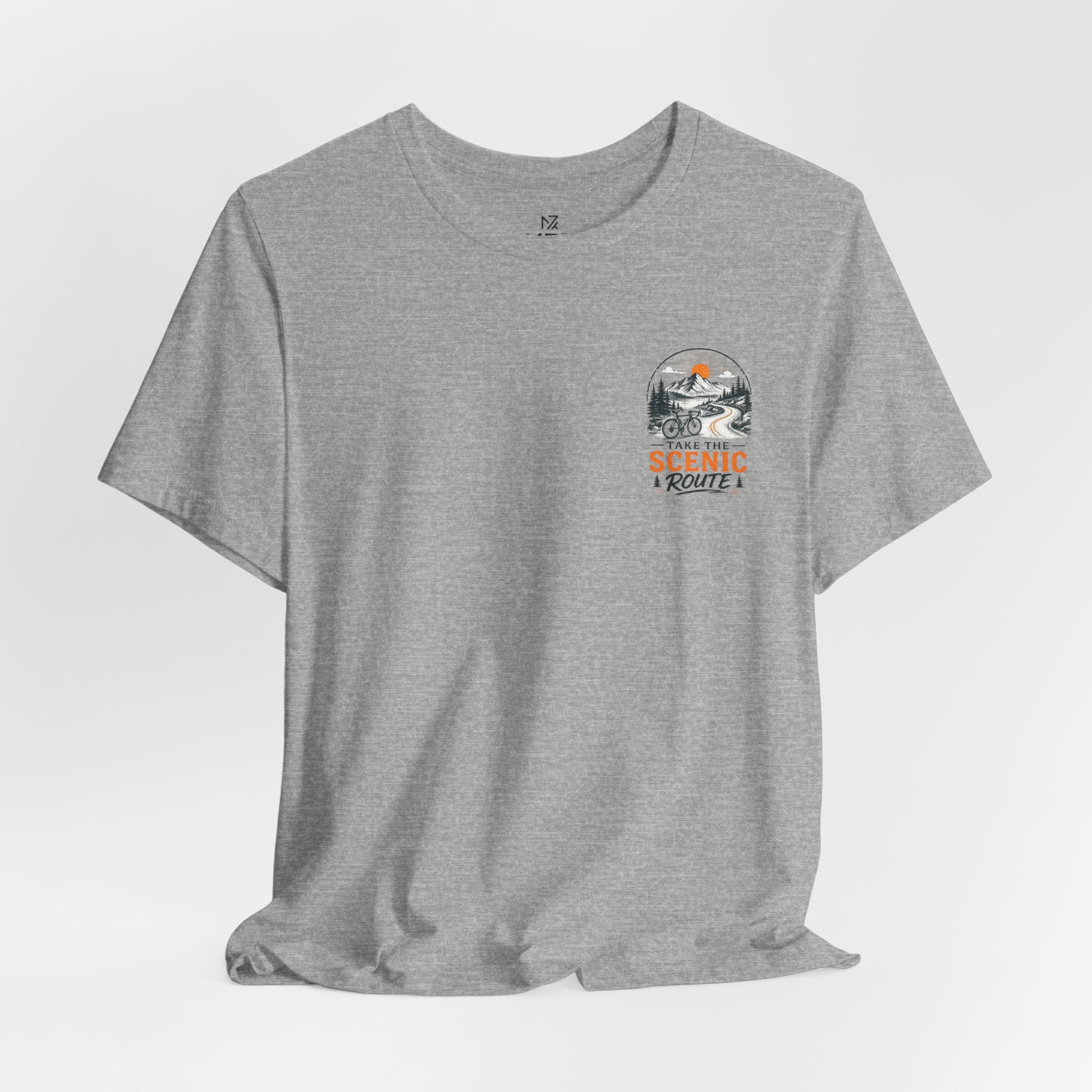 Scenic Route Graphic Tee — Vintage Road Trip Pocket Design