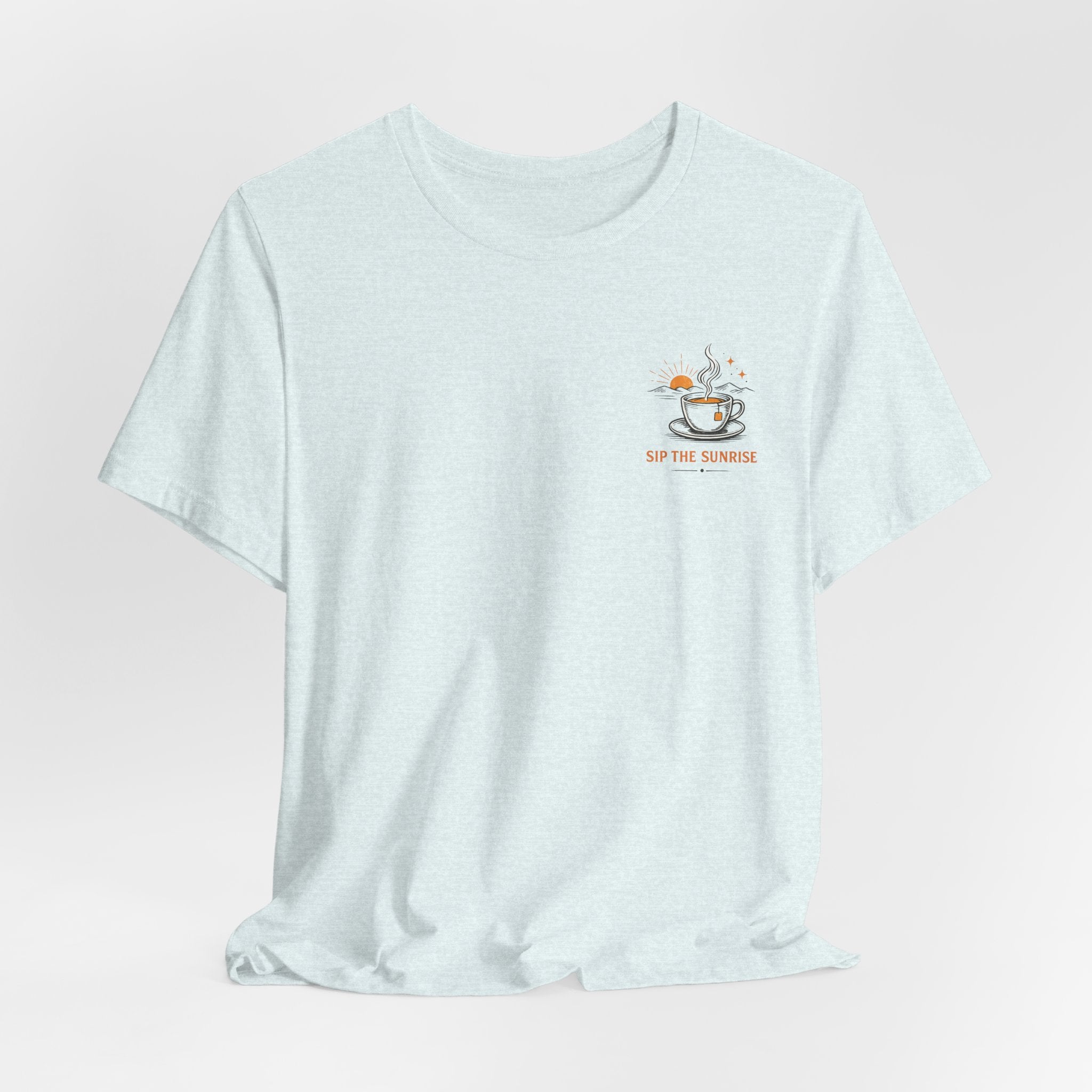 Coffee Sunrise Tee – 'Sip the Sunrise' Minimal Chest Graphic T-Shirt
