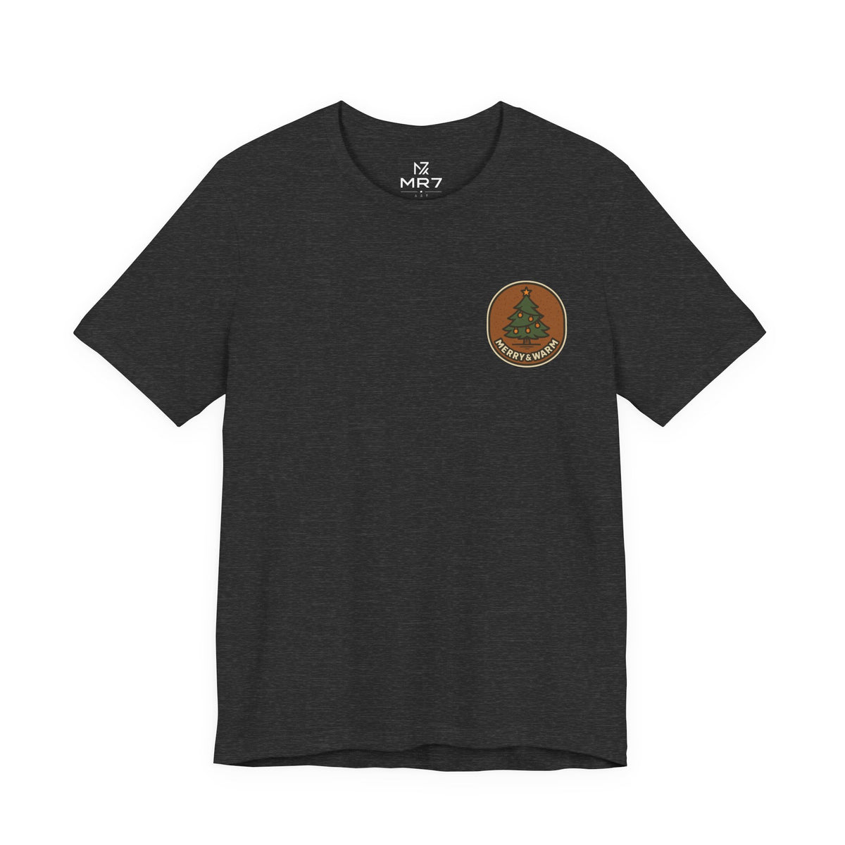 Christmas Tree Tee | Minimal Holiday Badge, Small Chest Print