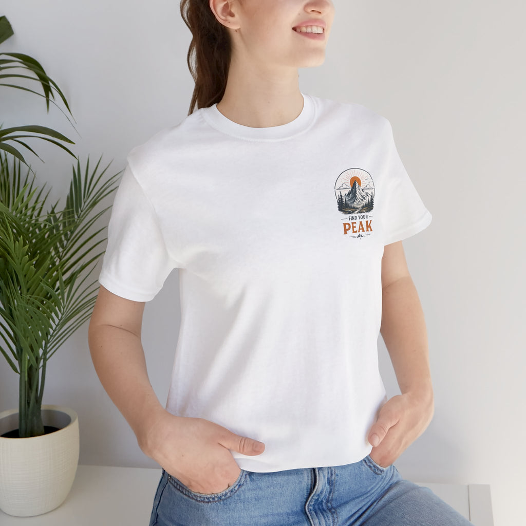 Peak Mountain Tee — Retro Sunrise Hiking T-Shirt