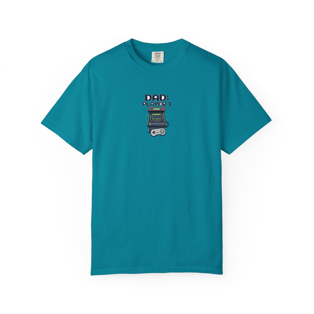 Dad Player 1 Retro Handheld Game T-shirt | Gamer Dad Tee