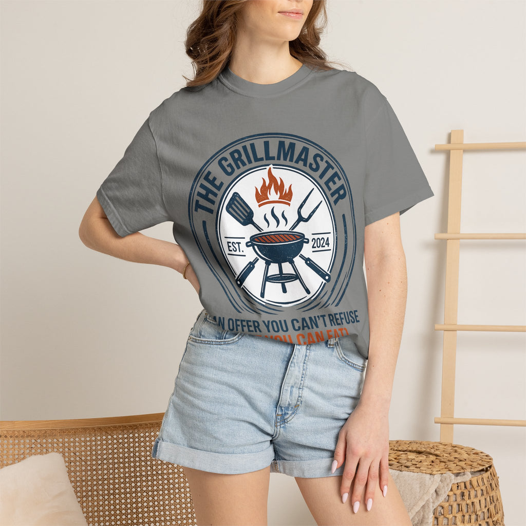 The Grillmaster T-shirt | BBQ Grill Logo, "An Offer You Can't Refuse (But You Can Eat)"