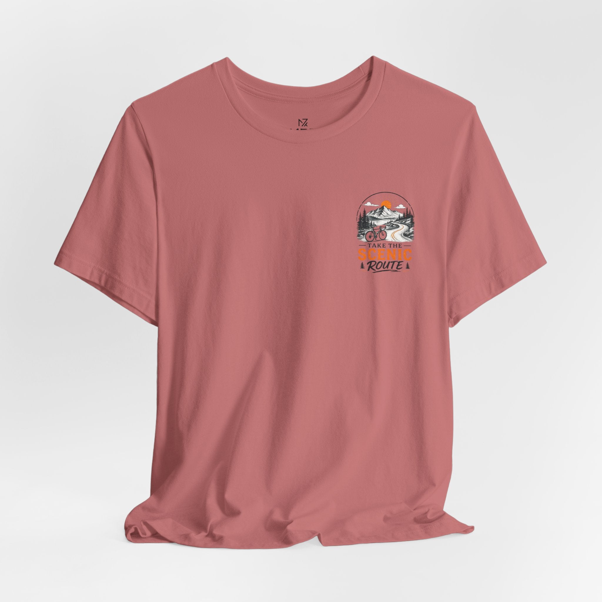 Scenic Route Graphic Tee — Vintage Road Trip Pocket Design