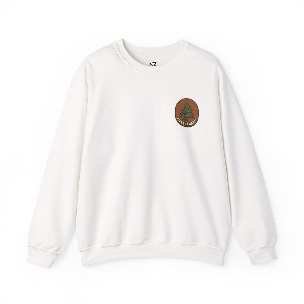 Christmas Tree Sweatshirt | Minimal Holiday Badge, Small Chest Print