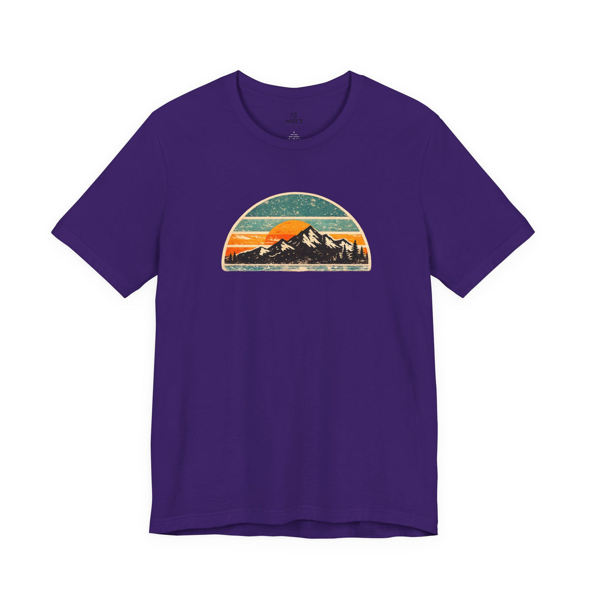 Retro Mountain Sunset Tee | Vintage Striped Mountain Graphic