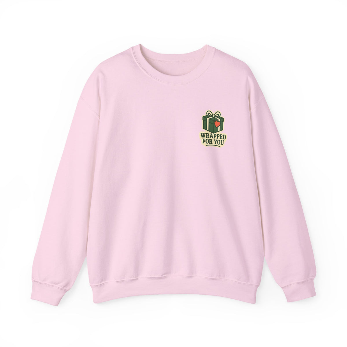 Holiday Gift Sweatshirt | Wrapped For You Badge, Small Left-Chest Print