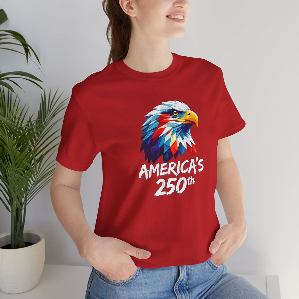 Colorful Geometric Eagle America's 250th T-Shirt | Patriotic Anniversary Tee