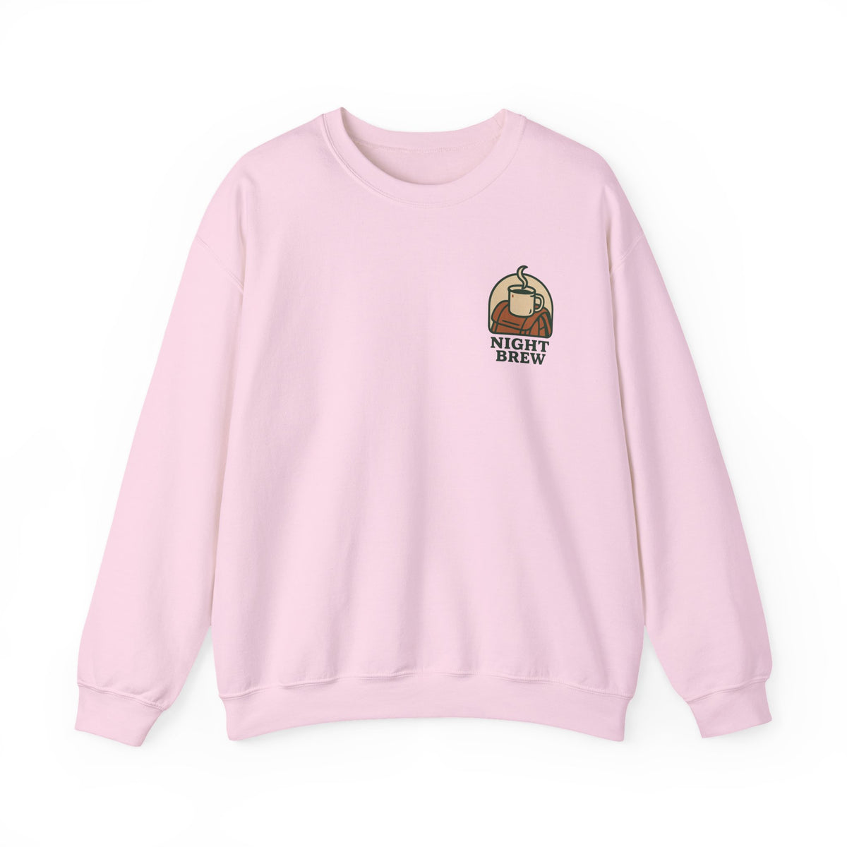 Camping Coffee Sweatshirt | Enamel Mug Badge, Small Chest Print