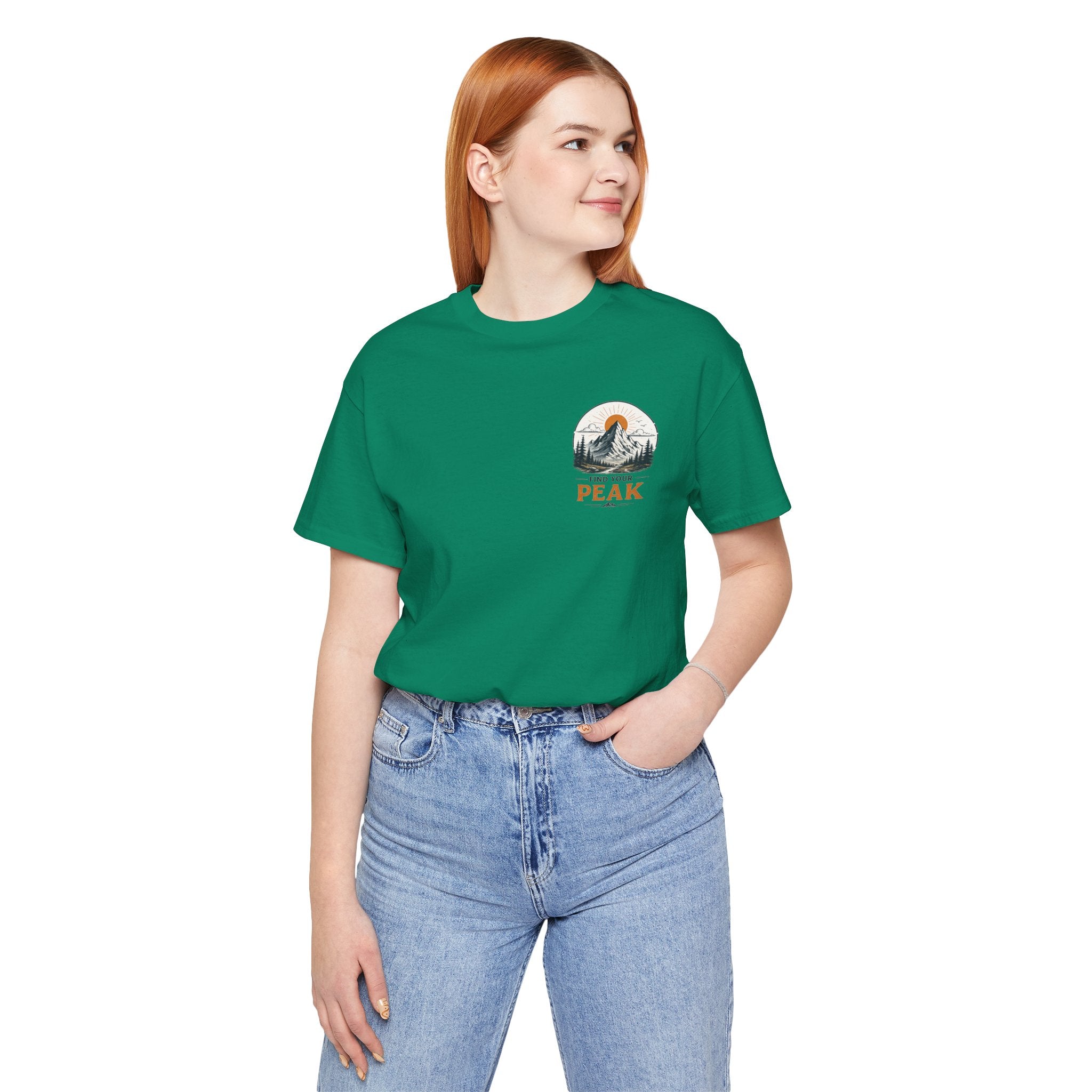 Peak Mountain Tee — Retro Sunrise Hiking T-Shirt