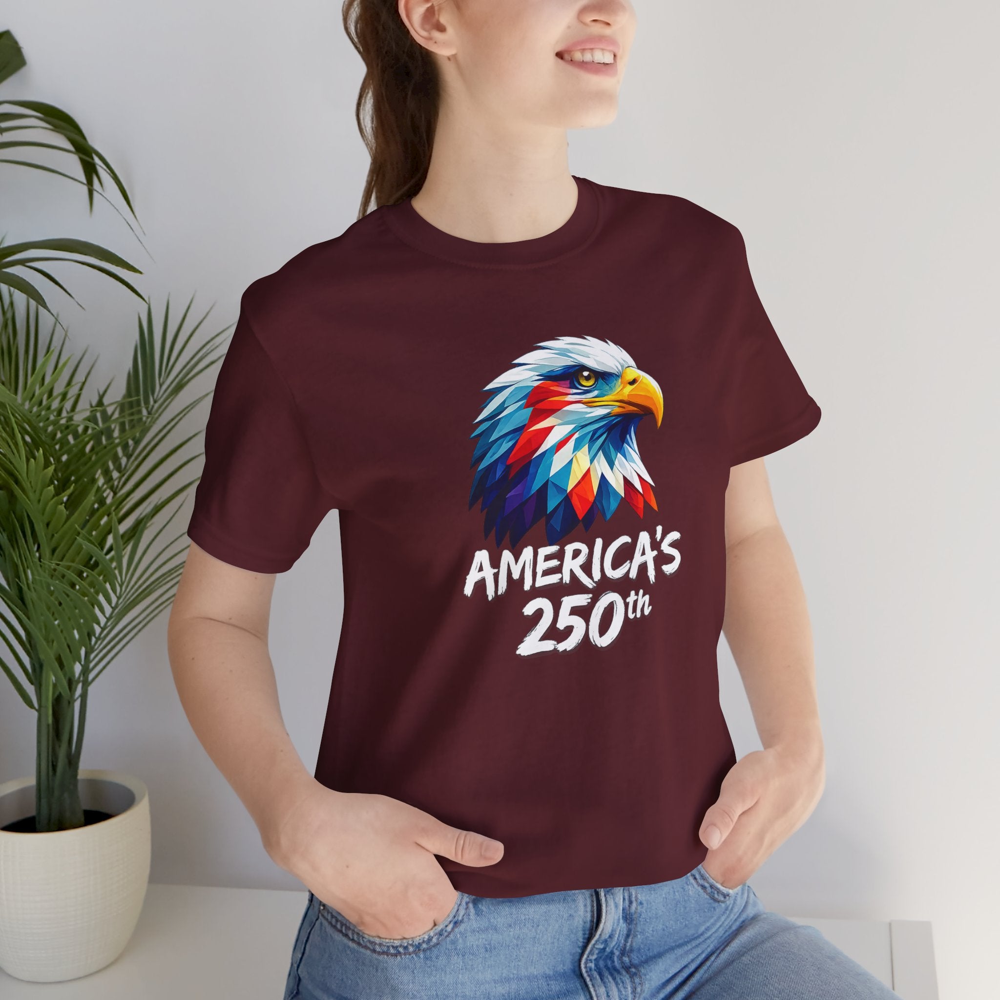 Colorful Geometric Eagle America's 250th T-Shirt | Patriotic Anniversary Tee