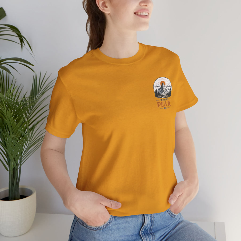 Peak Mountain Tee — Retro Sunrise Hiking T-Shirt