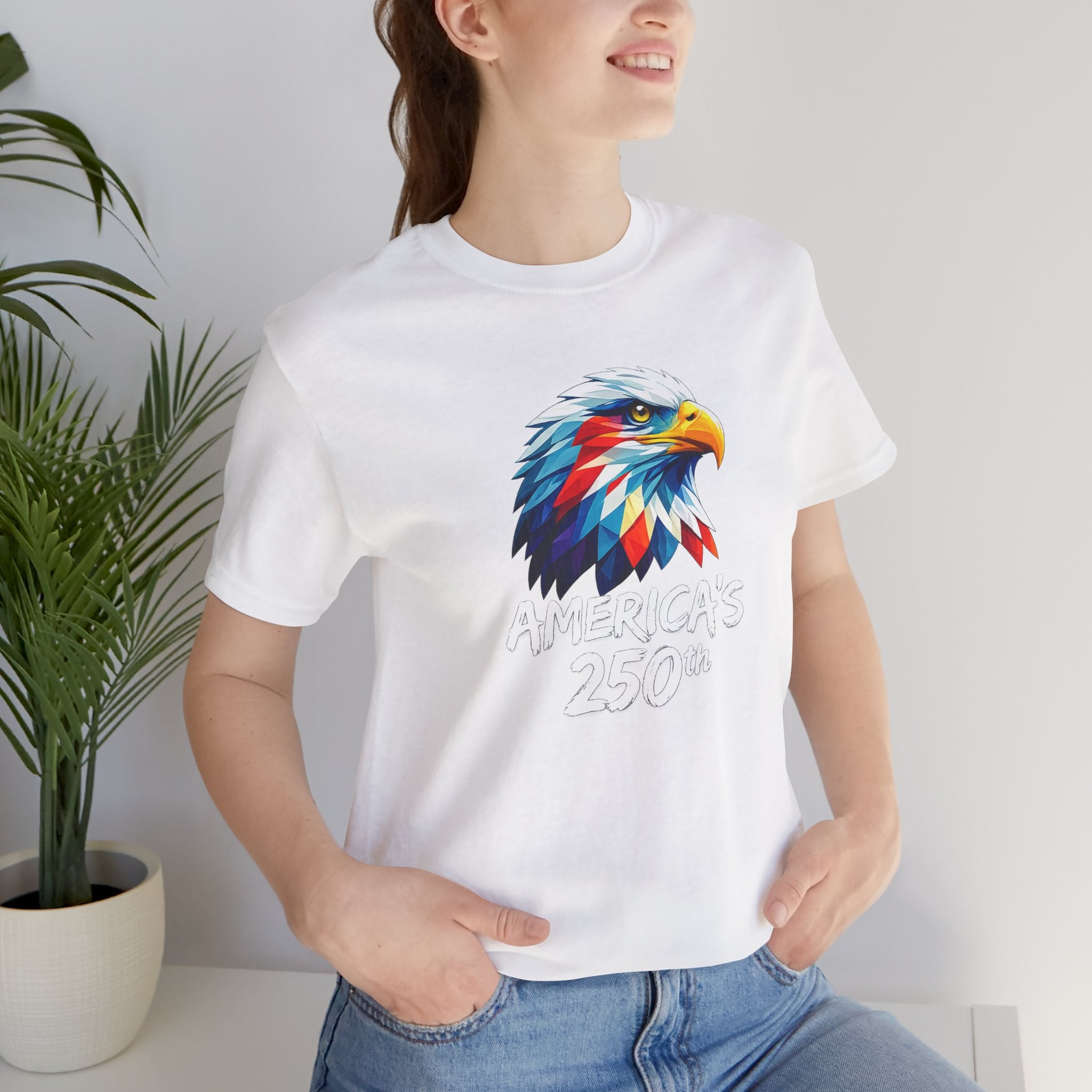 Colorful Geometric Eagle America's 250th T-Shirt | Patriotic Anniversary Tee