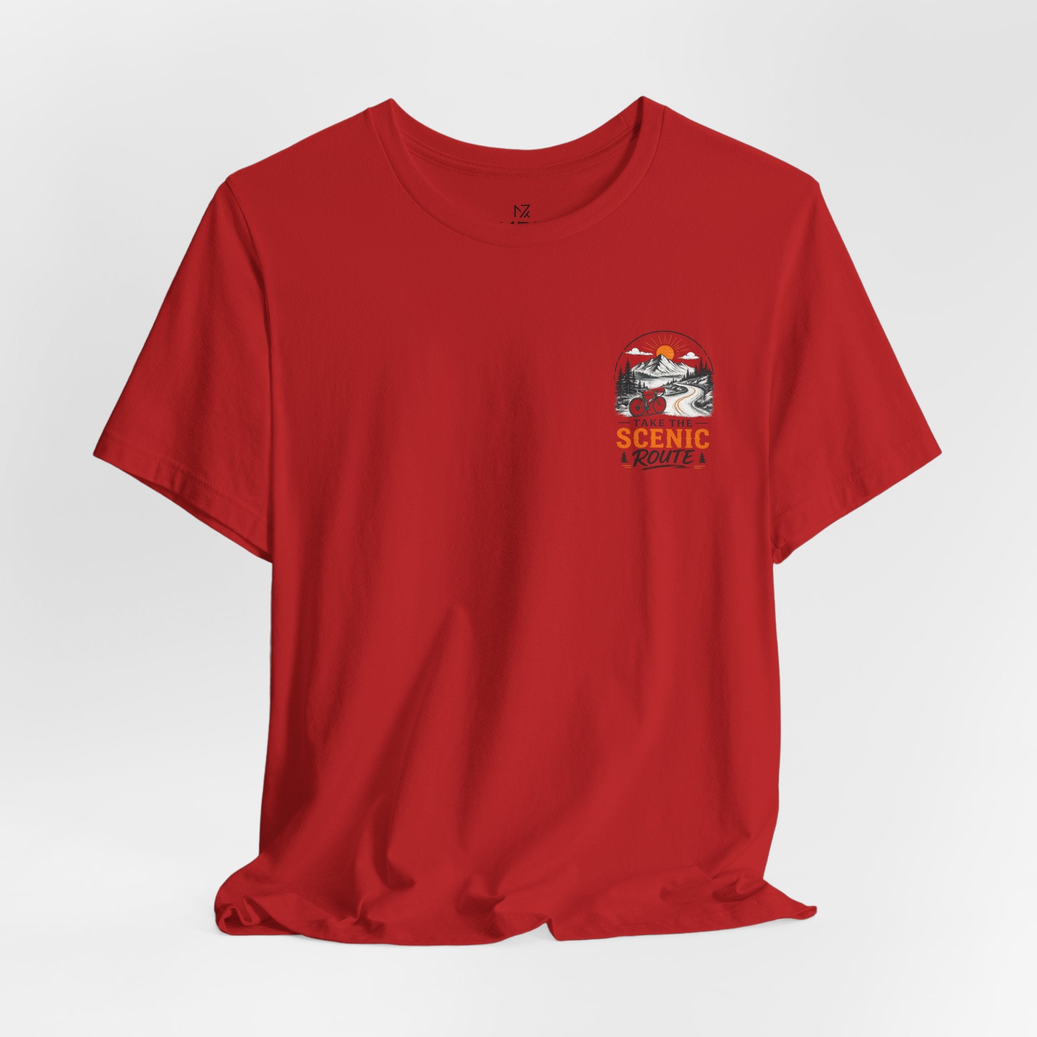 Scenic Route Graphic Tee — Vintage Road Trip Pocket Design