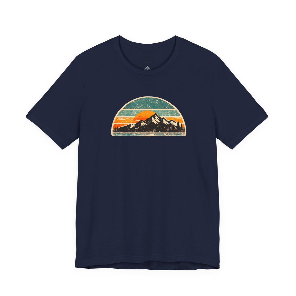 Retro Mountain Sunset Tee | Vintage Striped Mountain Graphic