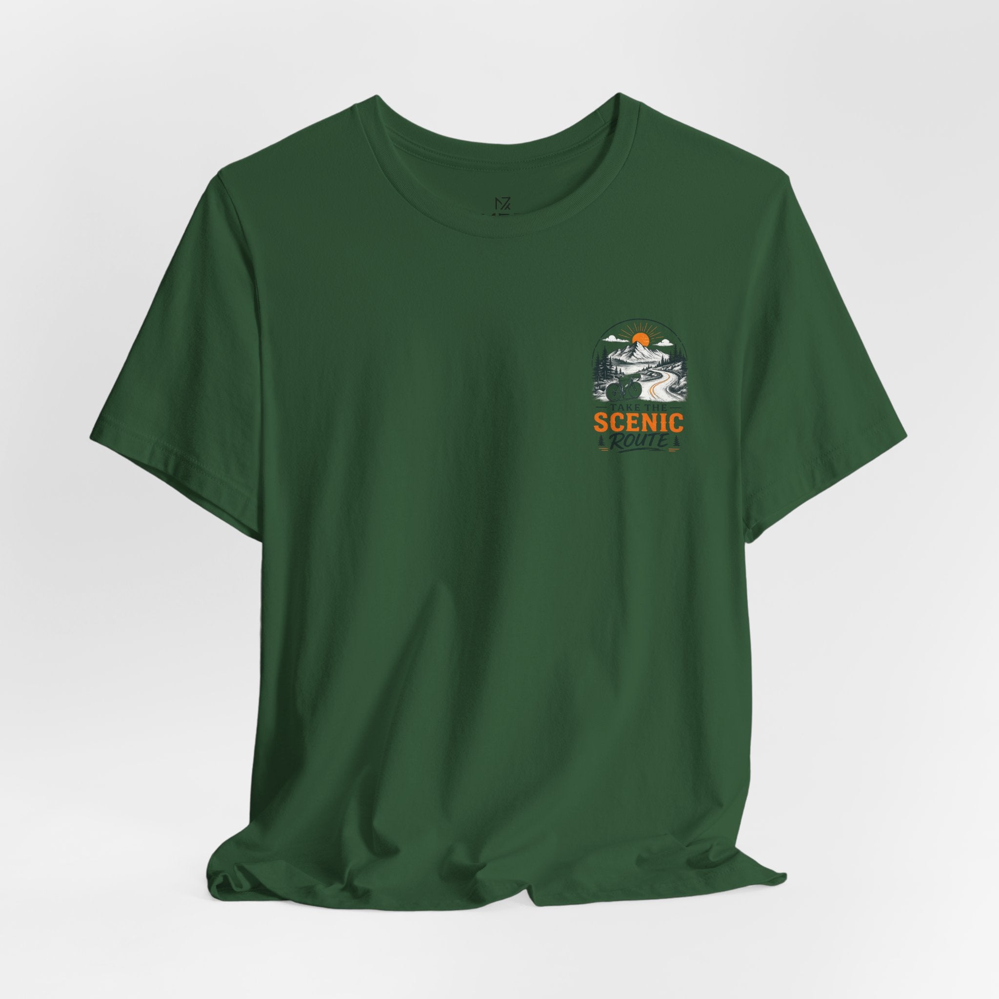 Scenic Route Graphic Tee — Vintage Road Trip Pocket Design