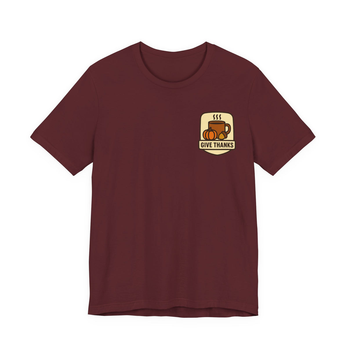 Thanksgiving Tee | Small Chest Print, Give Thanks Badge