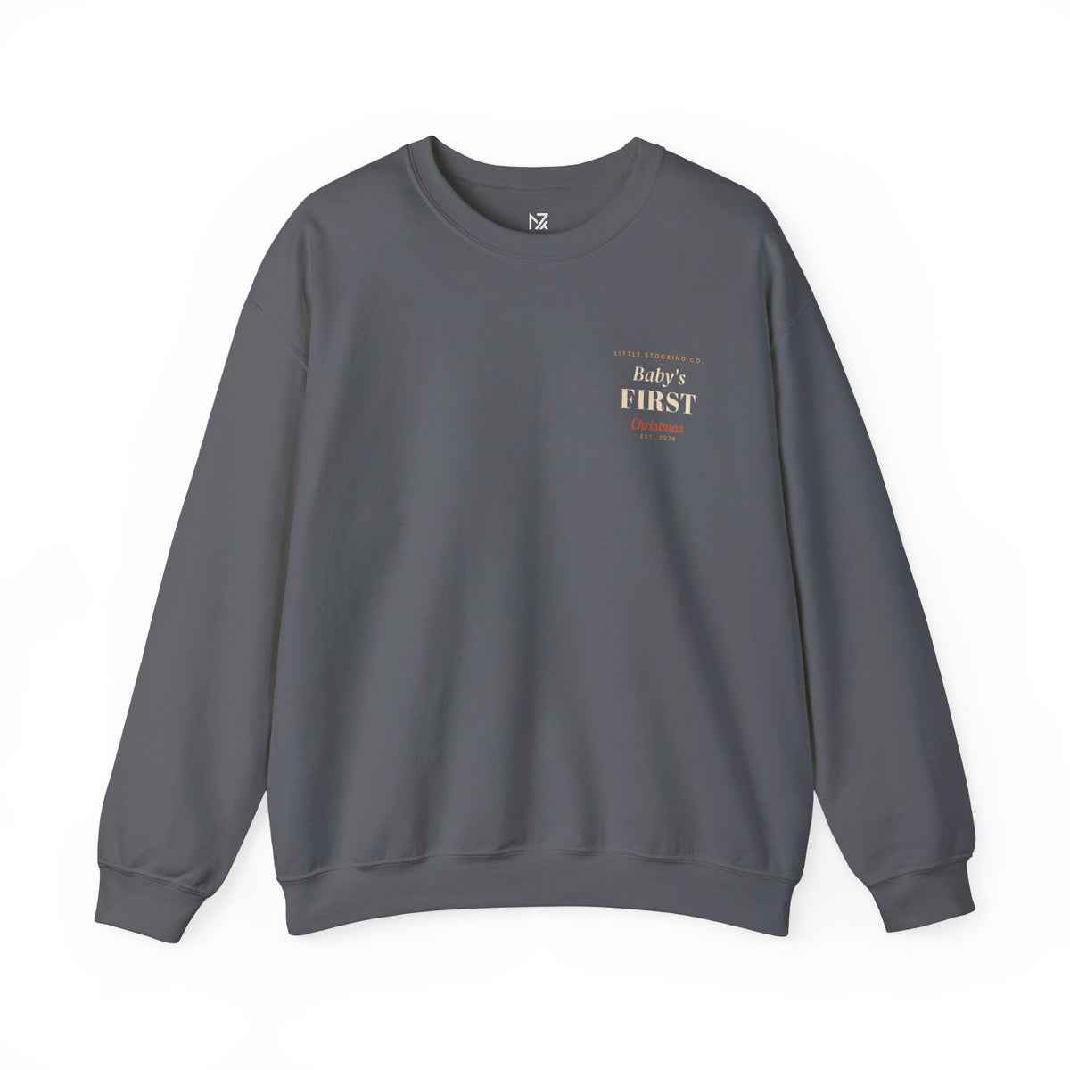 Baby's First Christmas Sweatshirt | New Parent Gift, Small Left-Chest Print
