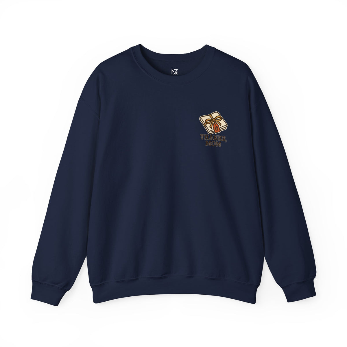 Thanks Mom Thanksgiving Sweatshirt | Friendsgiving Gift, Small Left-Chest Emblem