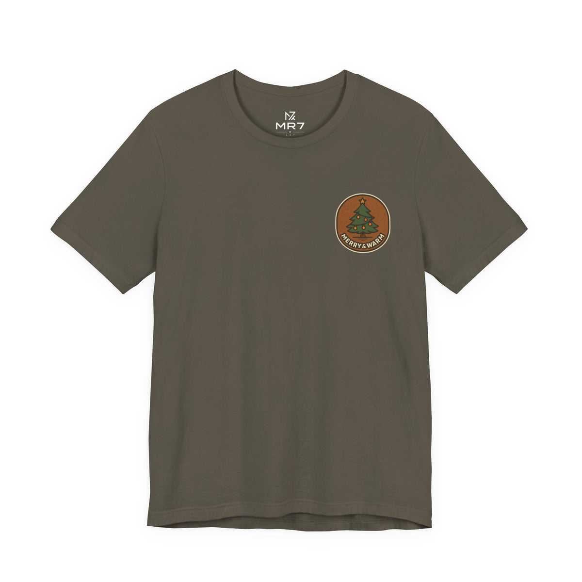 Christmas Tree Tee | Minimal Holiday Badge, Small Chest Print