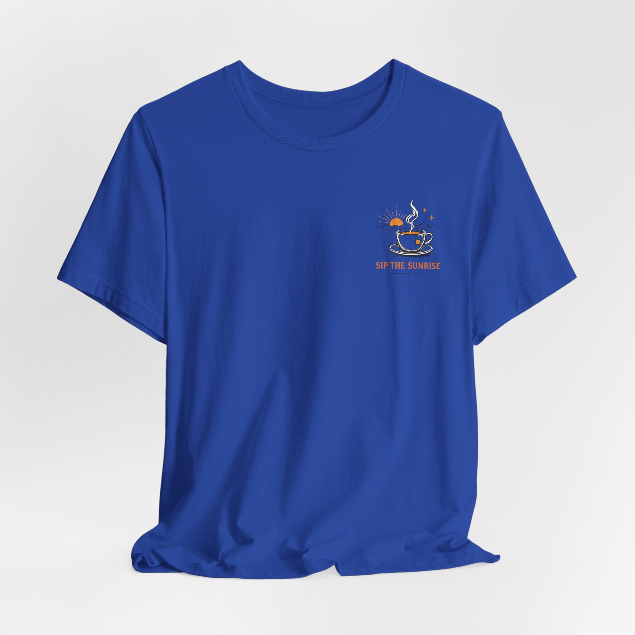Coffee Sunrise Tee – 'Sip the Sunrise' Minimal Chest Graphic T-Shirt
