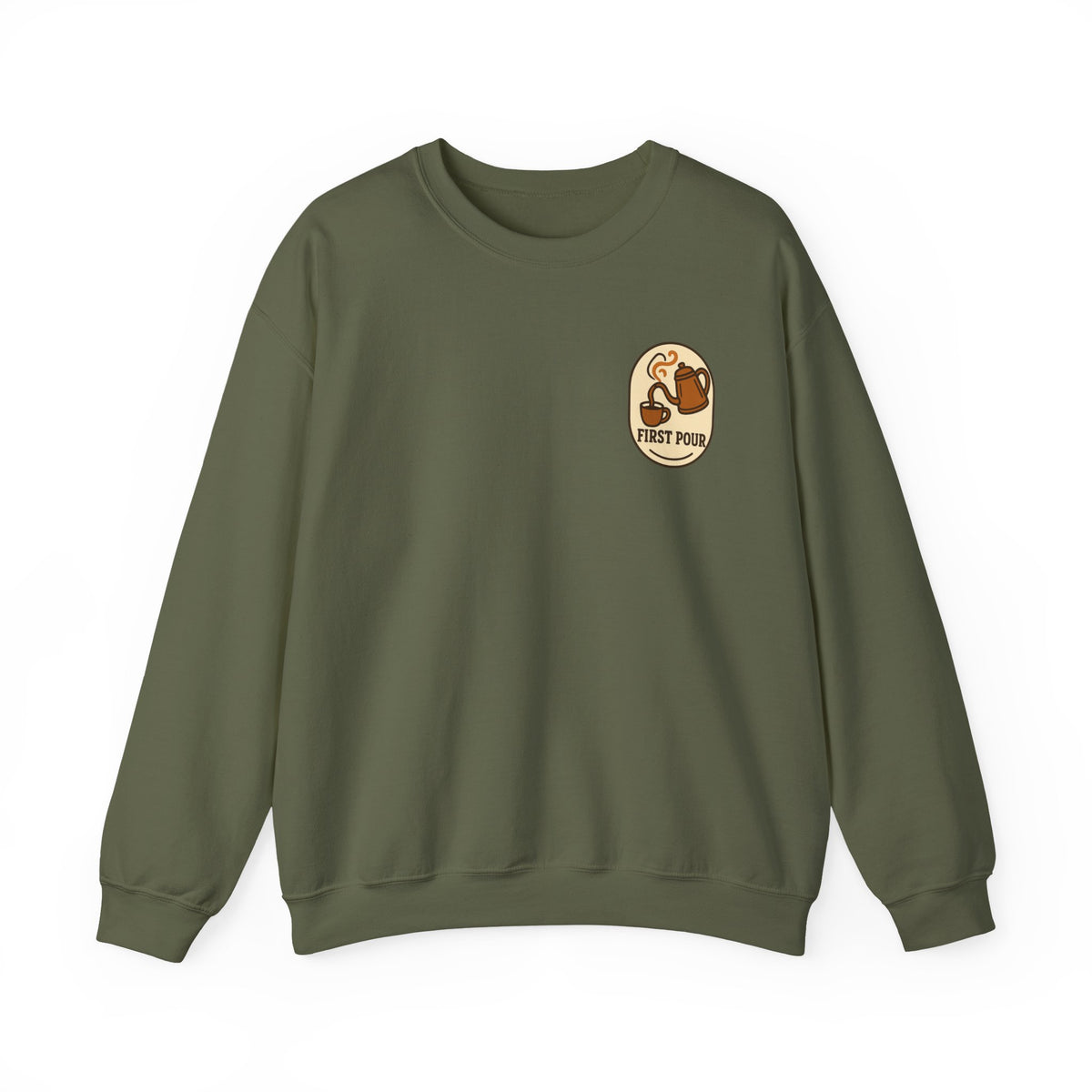 Pour Over Coffee Sweatshirt | Small Chest Emblem, Home-Brewing Gift