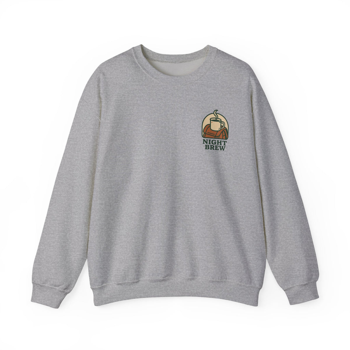Camping Coffee Sweatshirt | Enamel Mug Badge, Small Chest Print