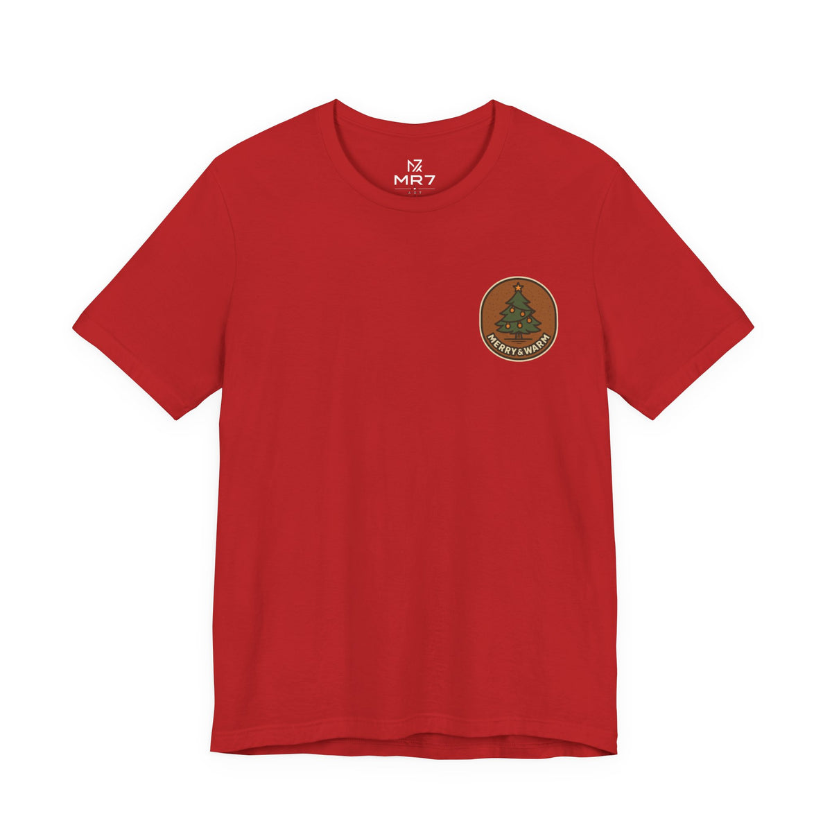 Christmas Tree Tee | Minimal Holiday Badge, Small Chest Print