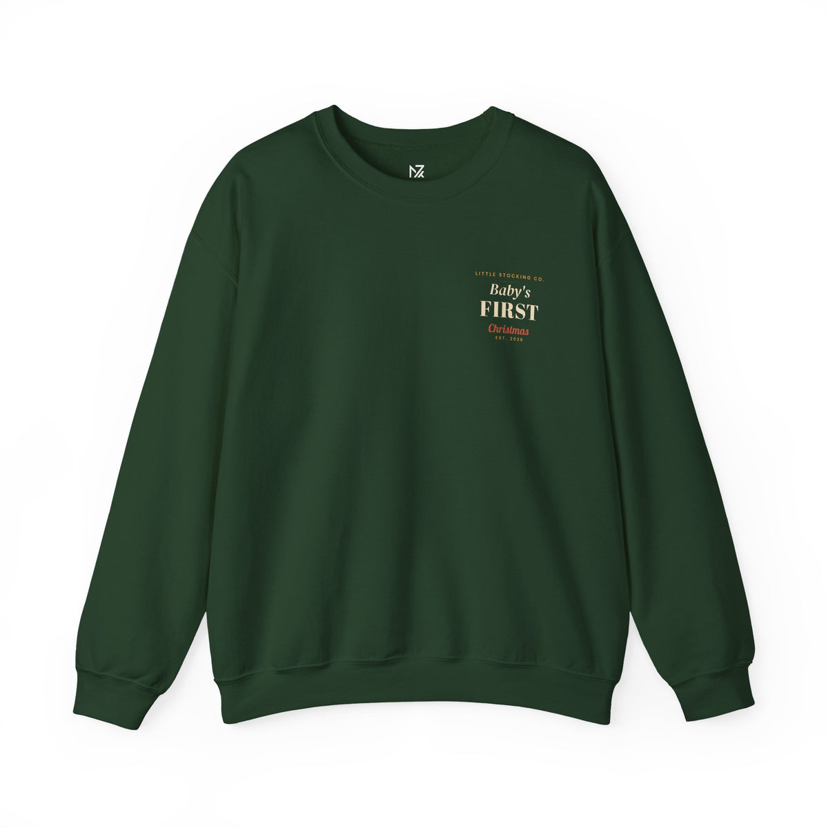 Baby's First Christmas Sweatshirt | New Parent Gift, Small Left-Chest Print