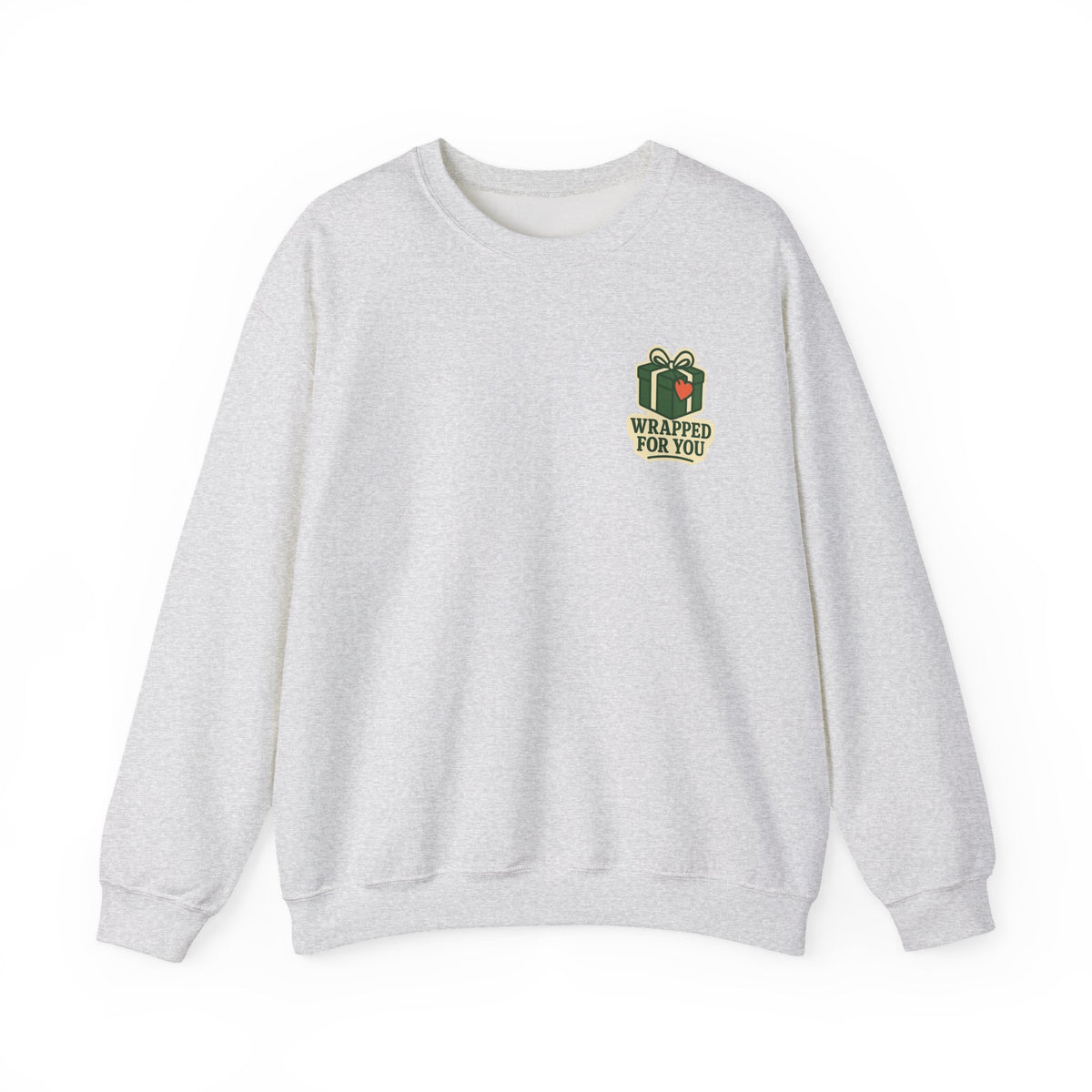 Holiday Gift Sweatshirt | Wrapped For You Badge, Small Left-Chest Print